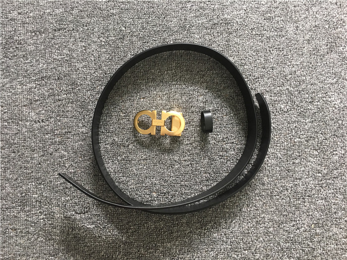 Ferragamo Black Leather Gold Buckle - FashionPlug