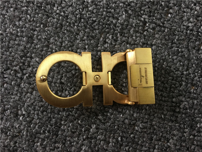 Ferragamo Black Leather Gold Buckle - FashionPlug