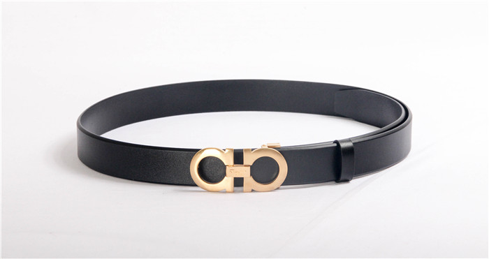 Ferragamo Black Leather Gold Buckle - FashionPlug