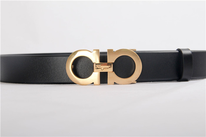 Ferragamo Black Leather Gold Buckle - FashionPlug
