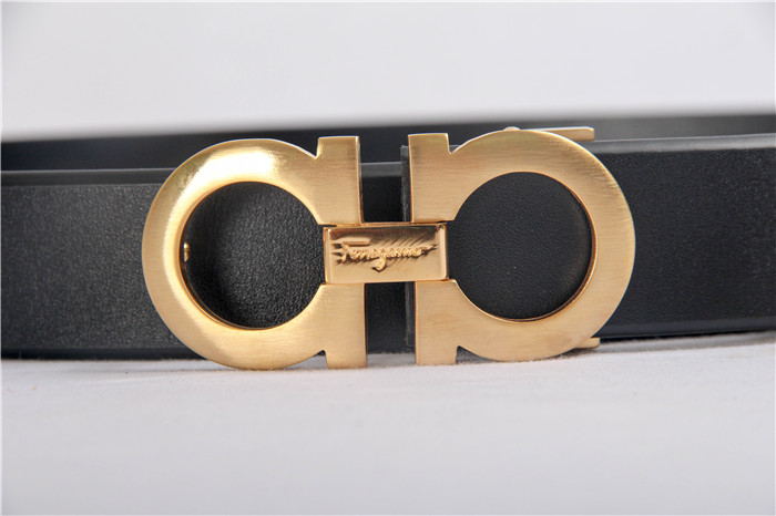 Ferragamo Black Leather Gold Buckle - FashionPlug