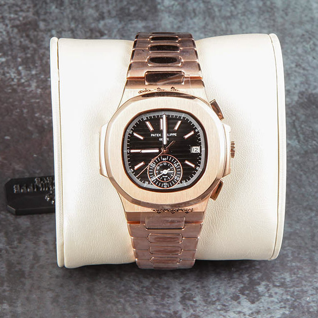 Patek Philipps Sa Rose Gold Watch with Black Dial - FashionPlug