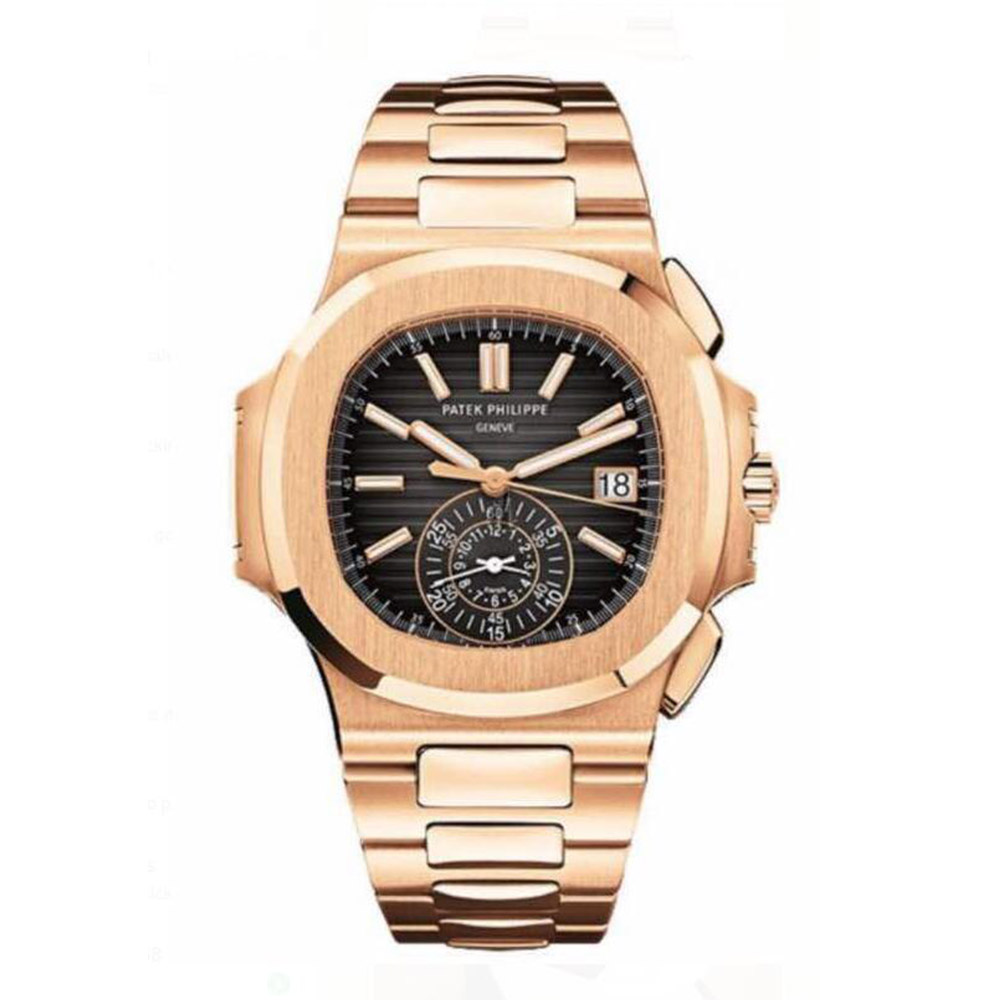 Patek Philipps Sa Rose Gold Watch with Black Dial - FashionPlug