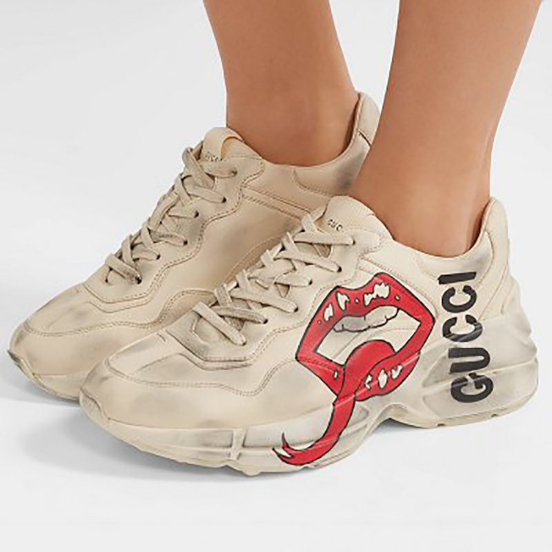 Gucci Rhyton Sneaker With Mouth Print - FashionPlug