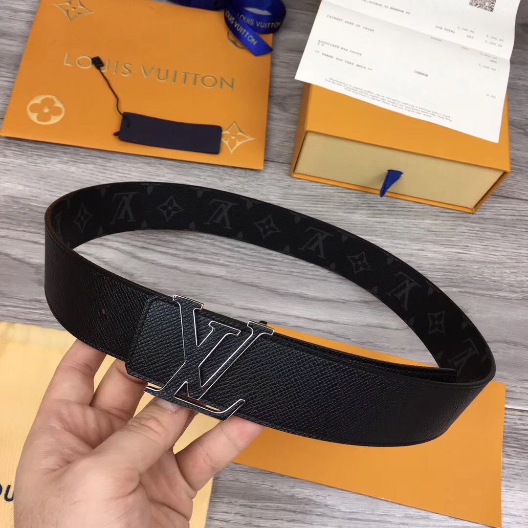 Louis Vuitton Initiales Reversible Belt In Black - FashionPlug
