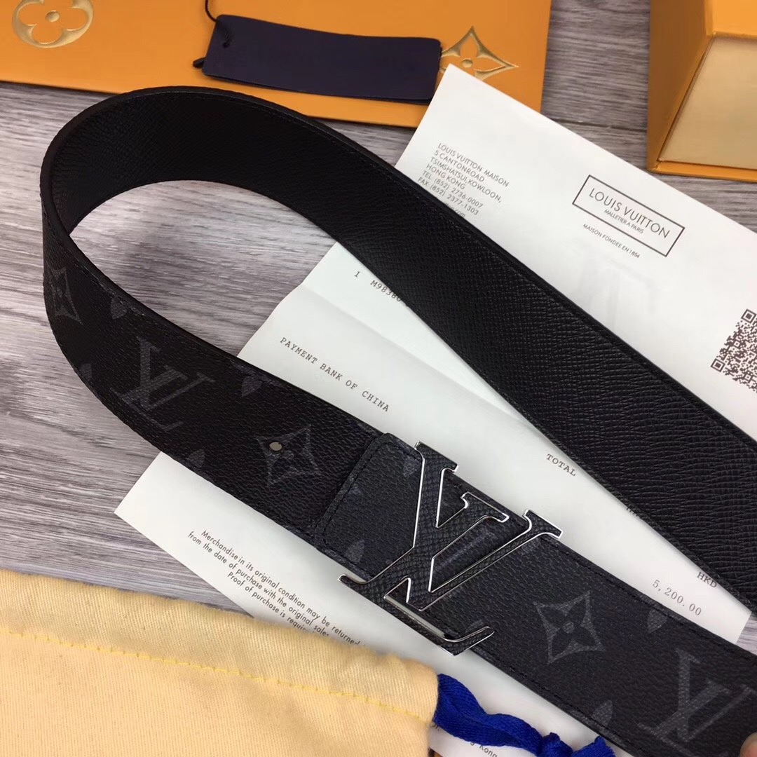 Louis Vuitton Initiales Reversible Belt In Black - FashionPlug