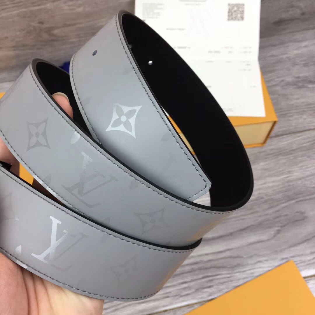 Louis Vuitton Grey 40MM Reversible Belt (Gold Buckle) - FashionPlug