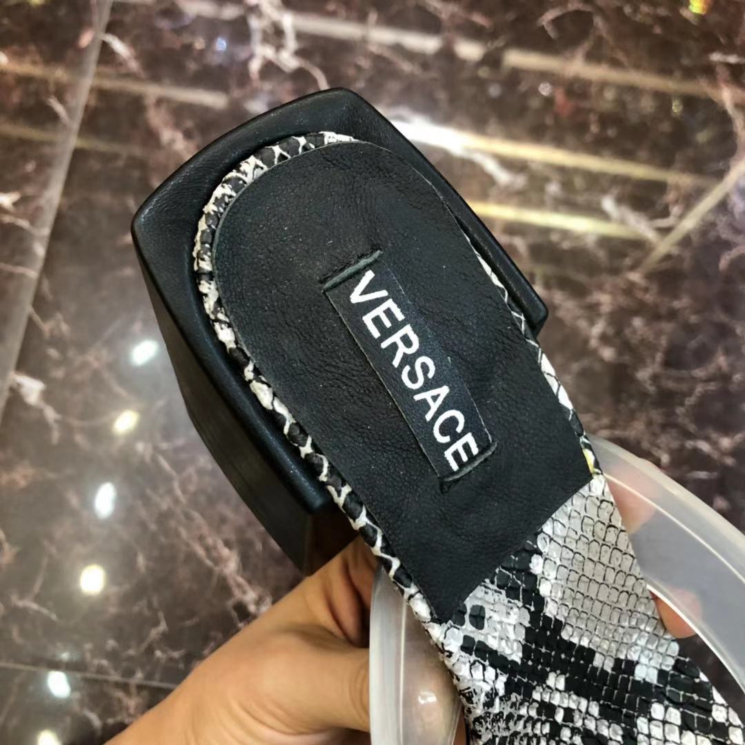 Versace 90S Vintage Logo Mid Heel Sandals (White) - FashionPlug