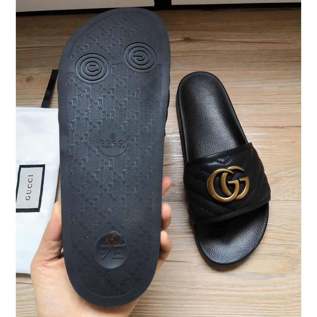 Gucci Black Double G Slippers - FashionPlug