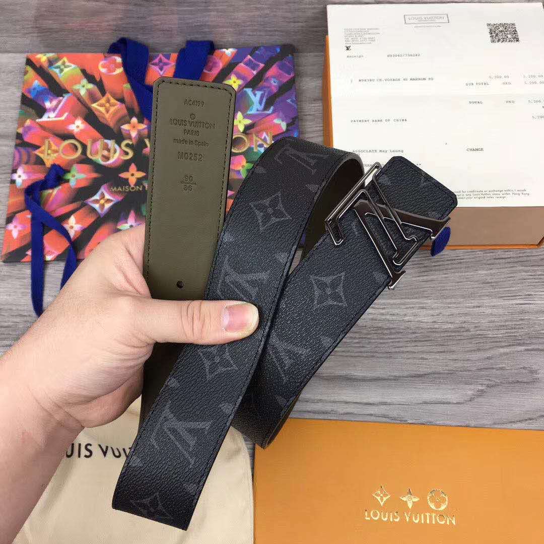 Louis Vuitton Line Reversible Monogram Belt  - FashionPlug