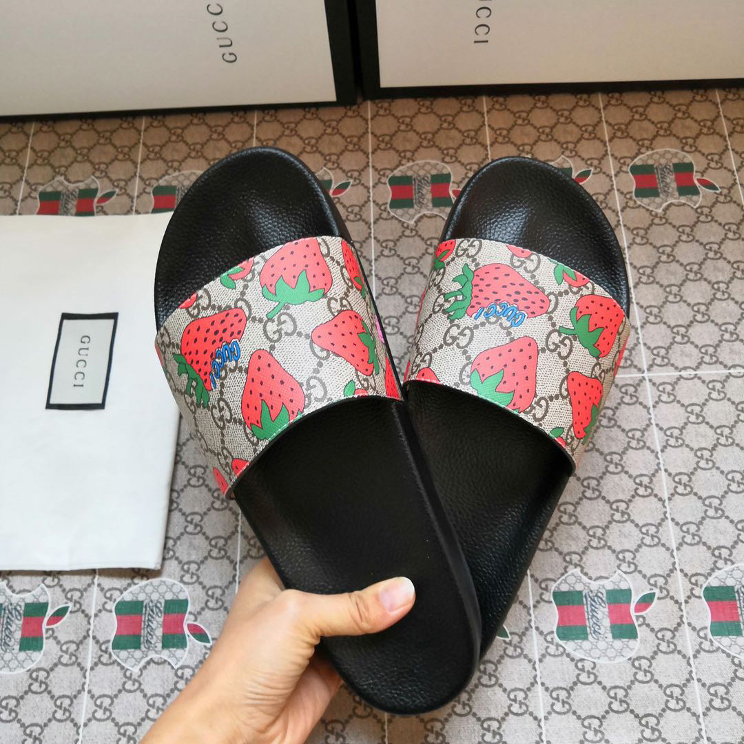 Gucci GG Gucci Strawberry Slide Sandal - FashionPlug