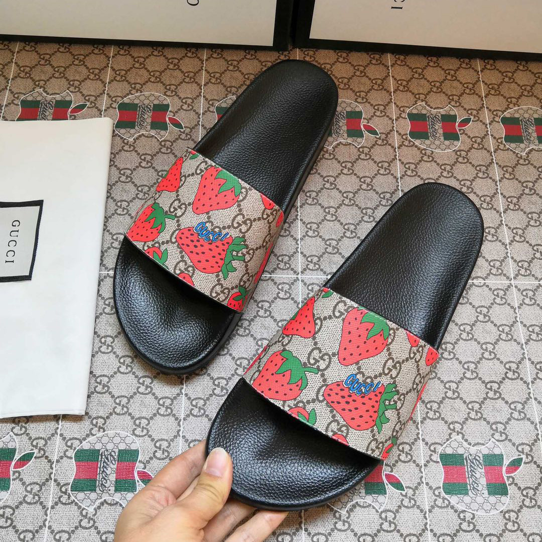 Gucci GG Gucci Strawberry Slide Sandal - FashionPlug