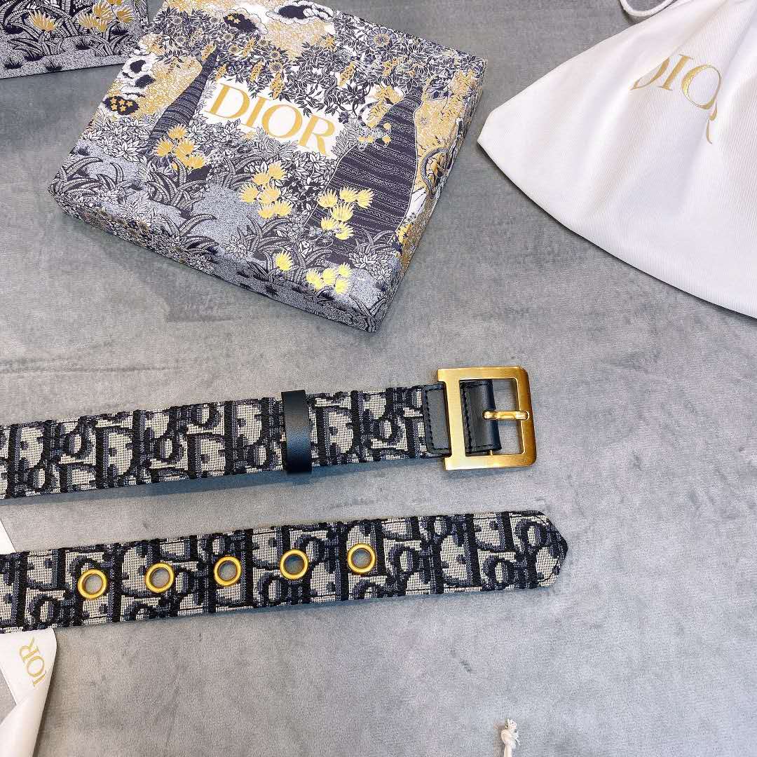 Dior Blue Oblique Jacquard Belt - FashionPlug