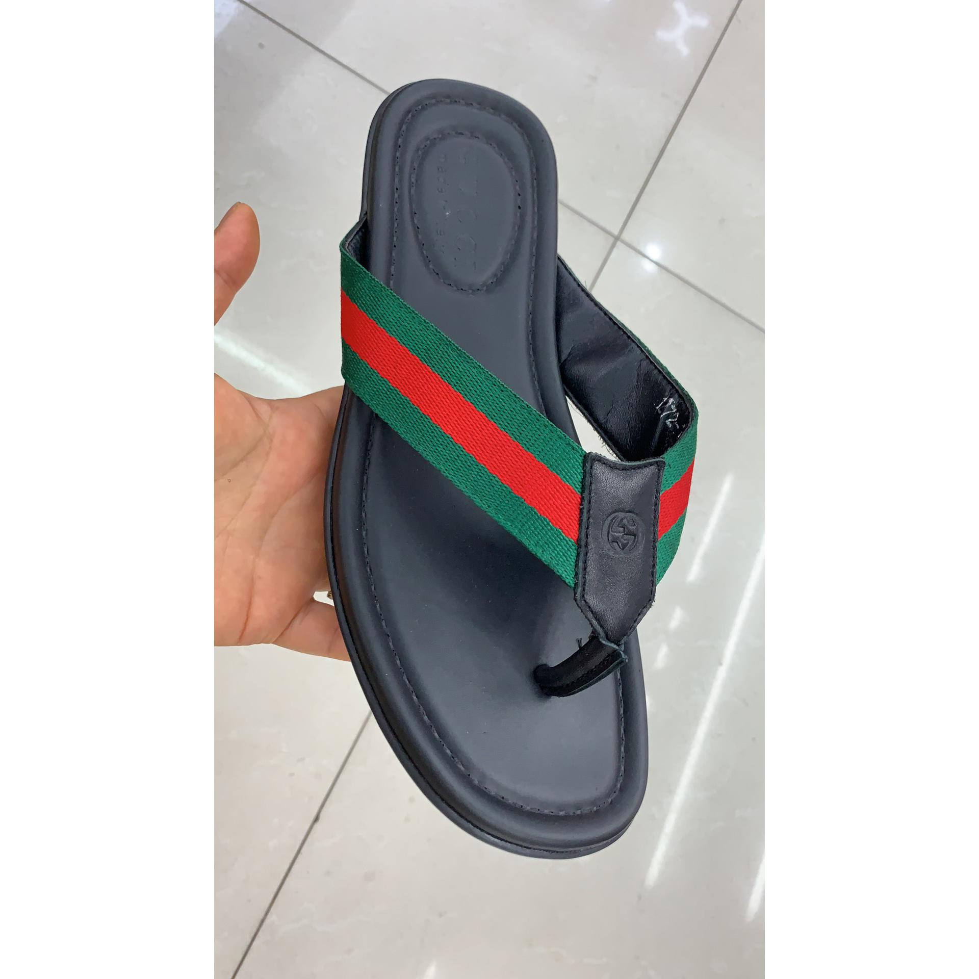 Gucci Web Flip Flops - FashionPlug