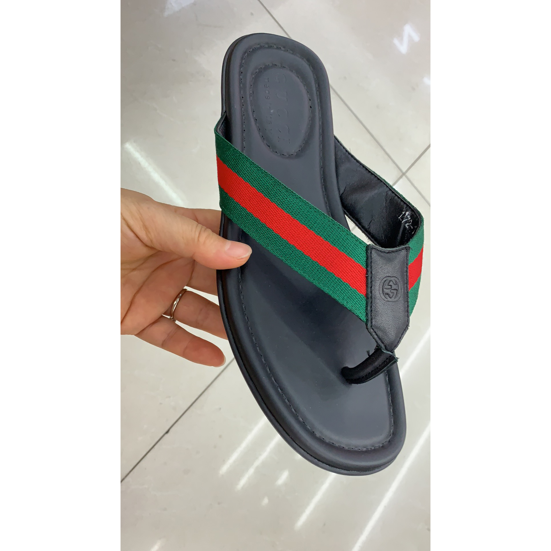 Gucci Web Flip Flops - FashionPlug