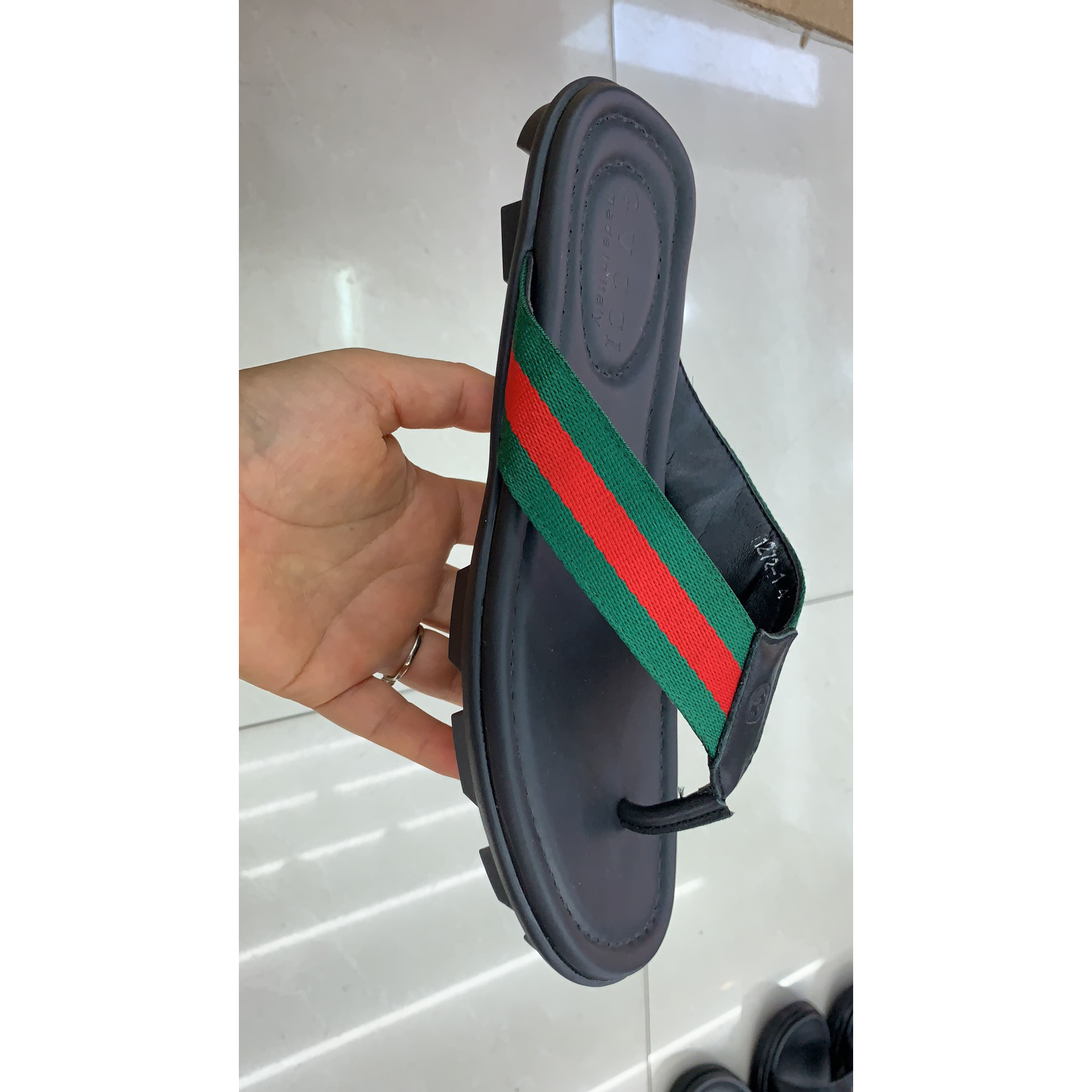 Gucci Web Flip Flops - FashionPlug