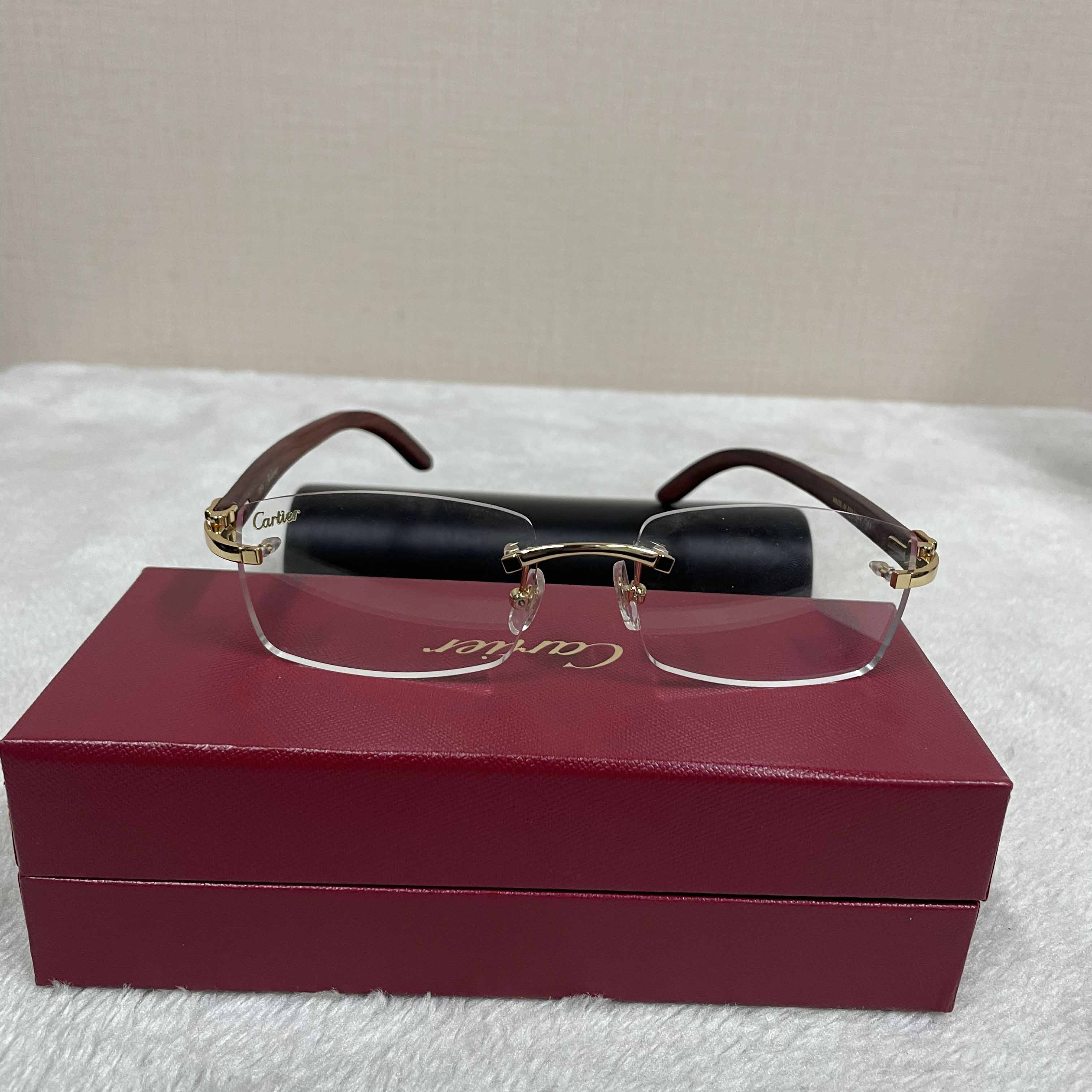 Cartier T8100905 Wood Engraving Eyeglasses Gold - FashionPlug