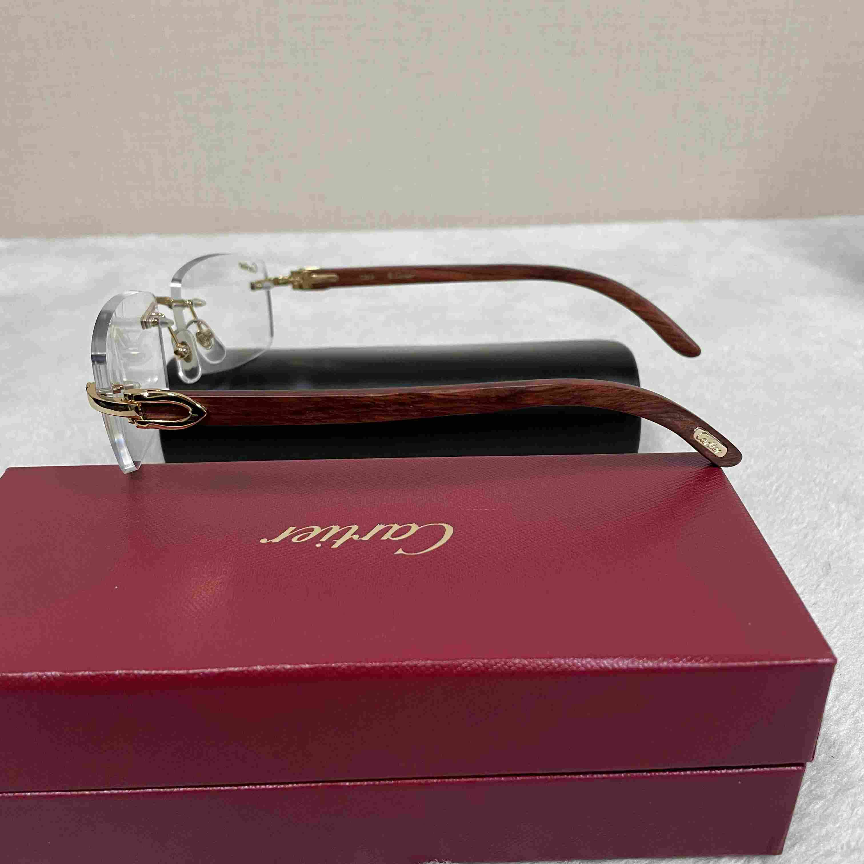 Cartier T8100905 Wood Engraving Eyeglasses Gold - FashionPlug