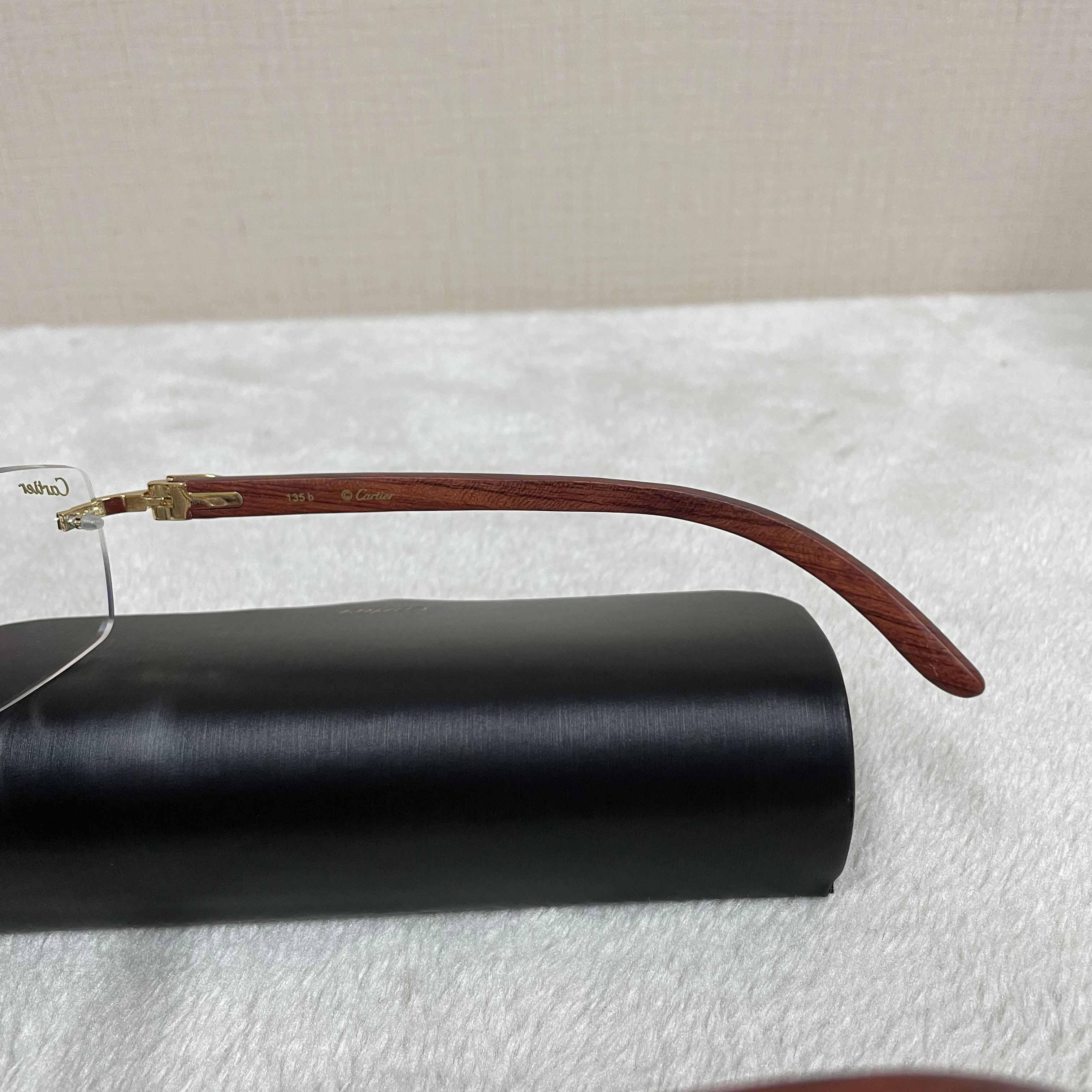 Cartier T8100905 Wood Engraving Eyeglasses Gold - FashionPlug