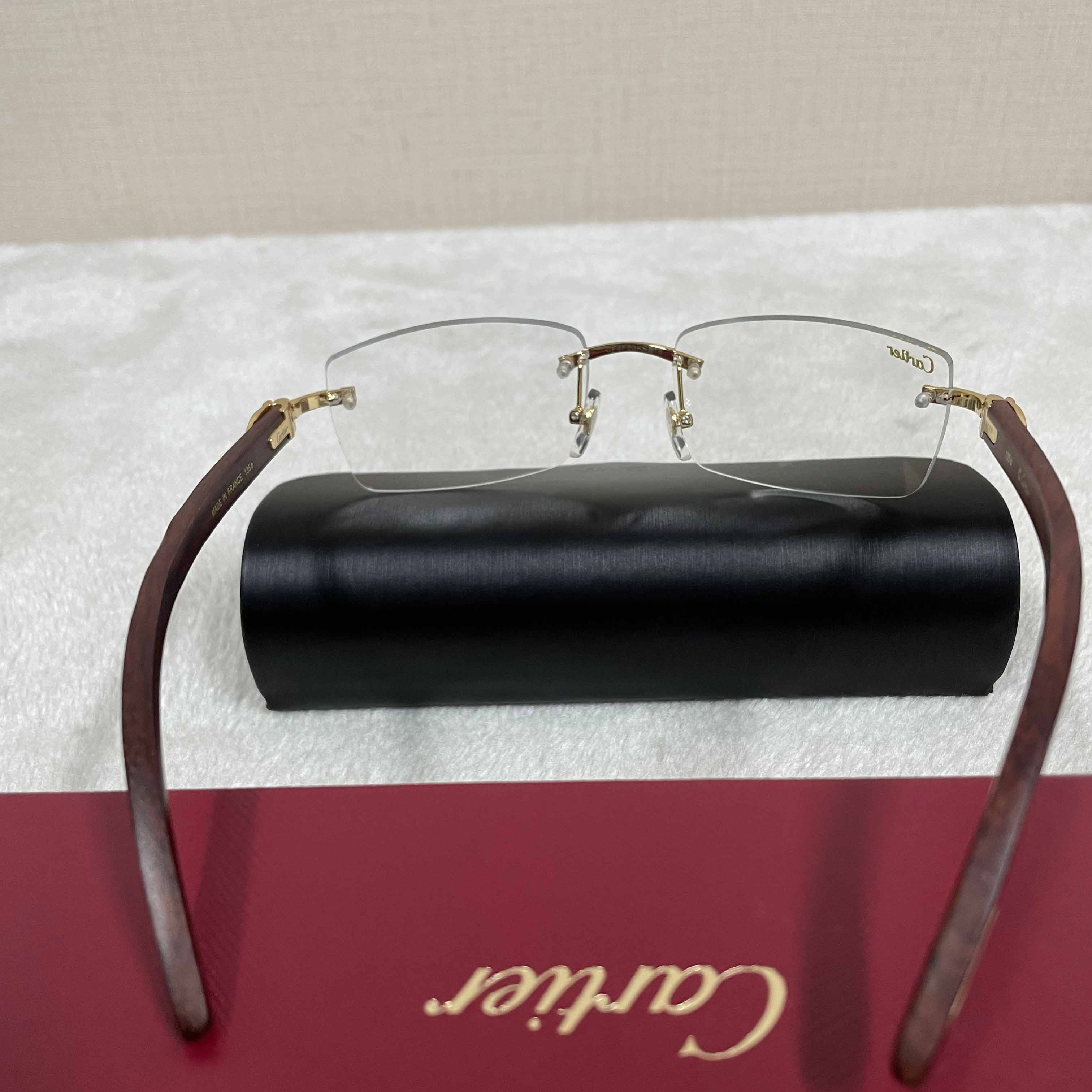 Cartier T8100905 Wood Engraving Eyeglasses Gold - FashionPlug