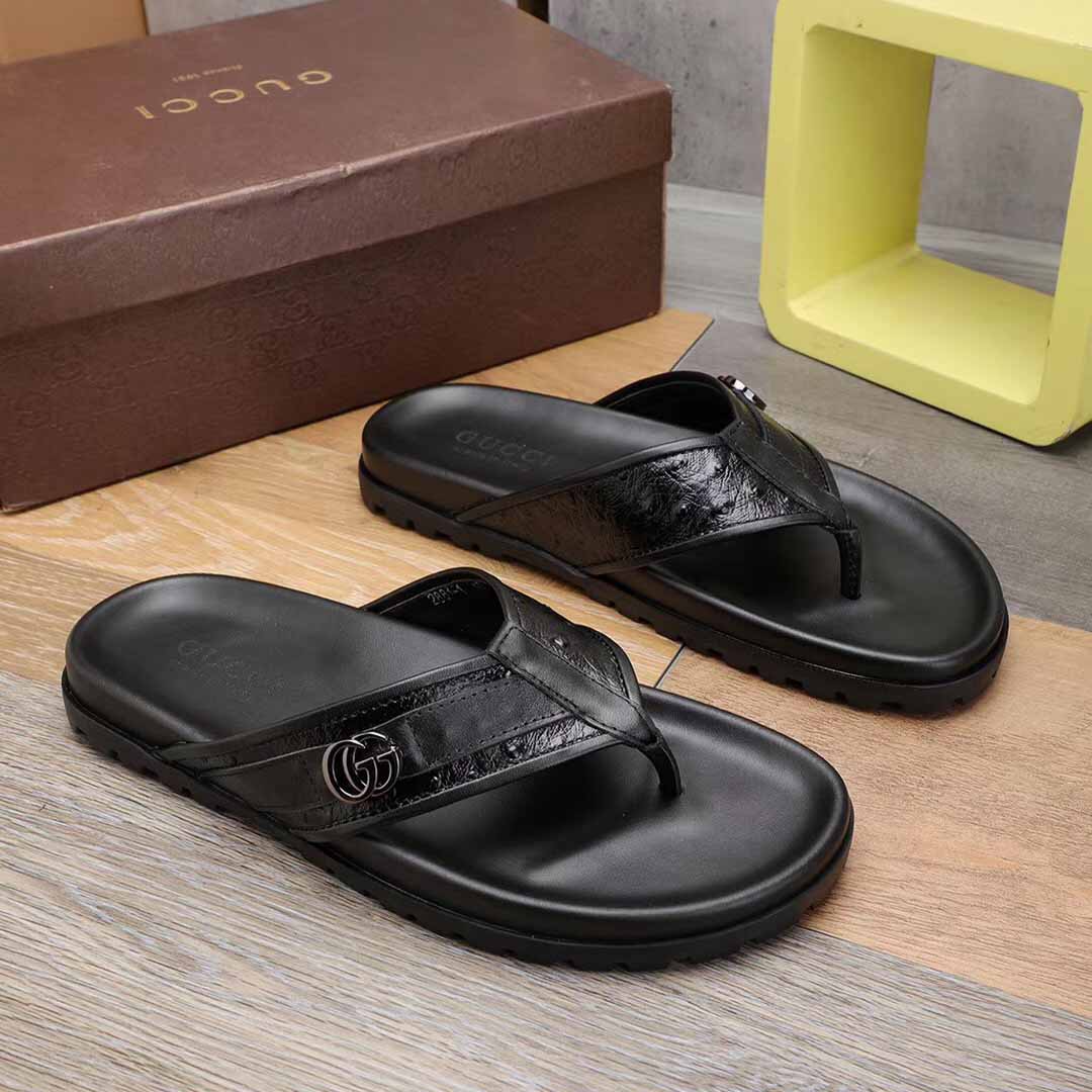 Gucci GG Slides Thong Sandals  - FashionPlug