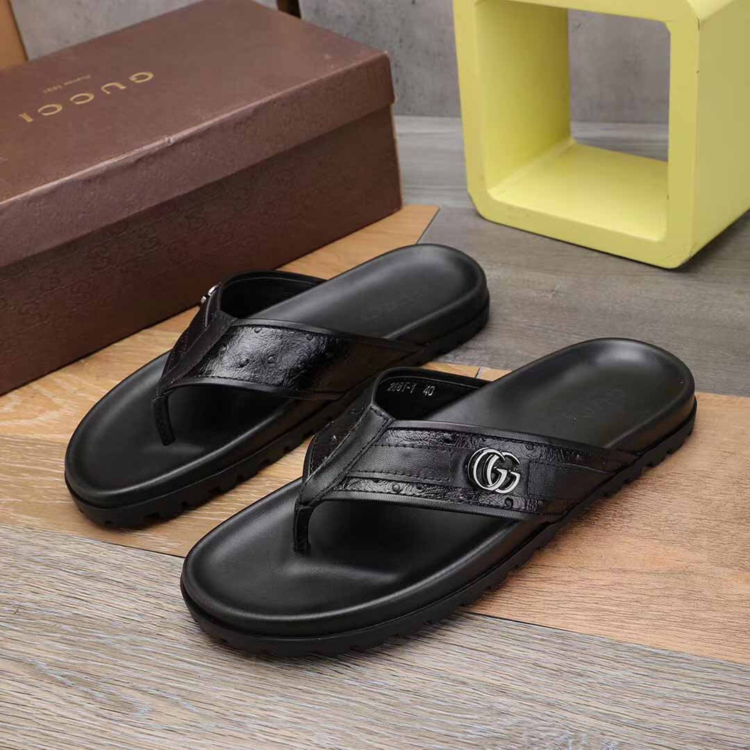 Gucci GG Slides Thong Sandals  - FashionPlug