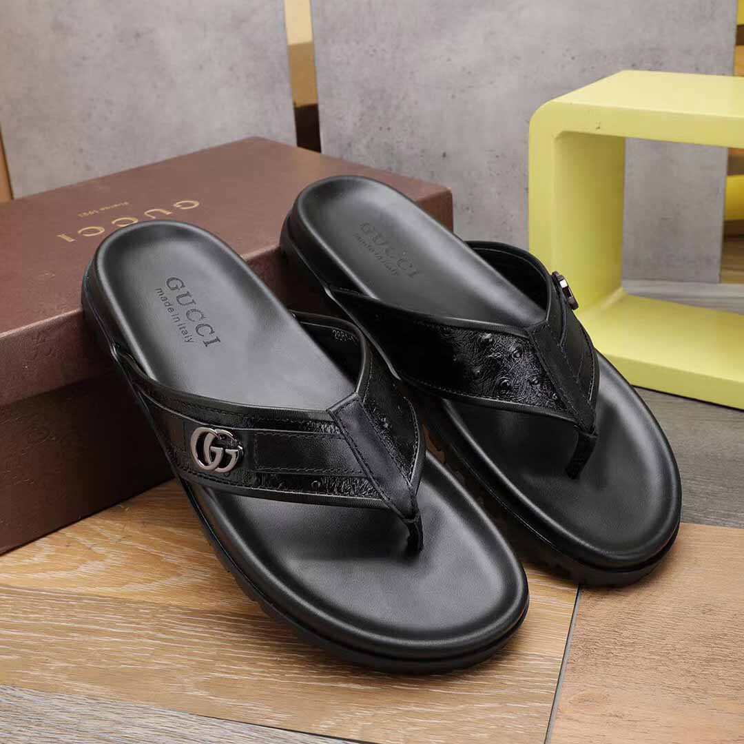 Gucci GG Slides Thong Sandals  - FashionPlug