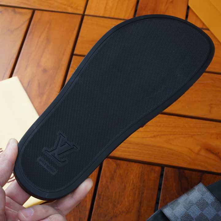 Louis Vuitton Black Damier Sandals - FashionPlug