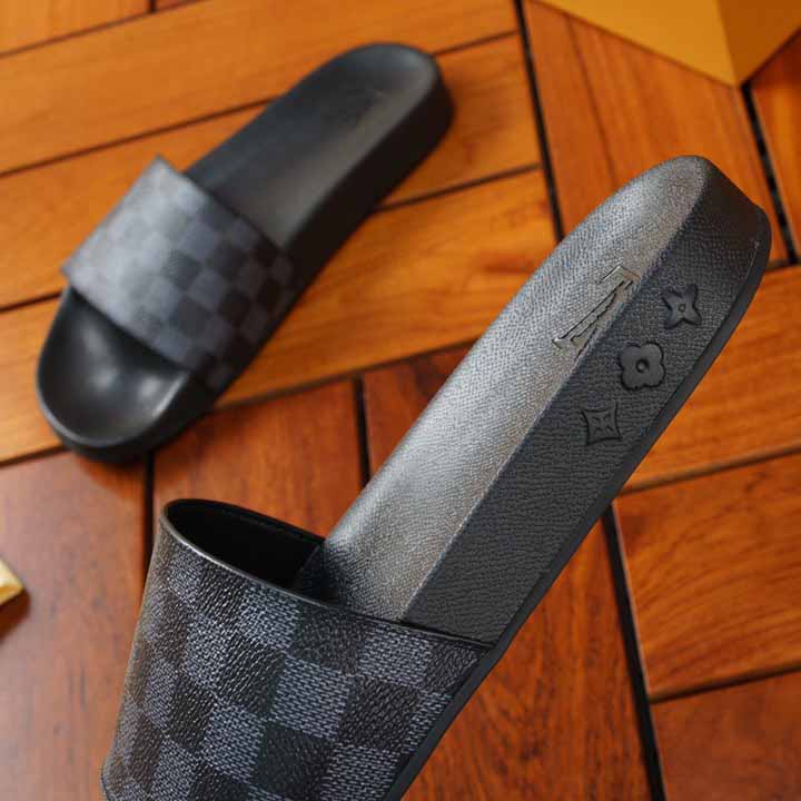 Louis Vuitton Black Damier Sandals - FashionPlug