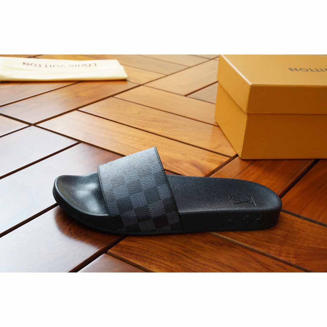 Louis Vuitton Black Damier Sandals - FashionPlug