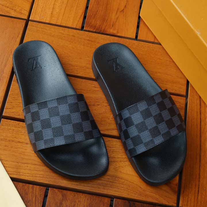 Louis Vuitton Black Damier Sandals - FashionPlug