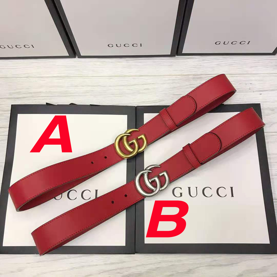 Gucci Red Leather Belt With Double G Buckle - FashionPlug