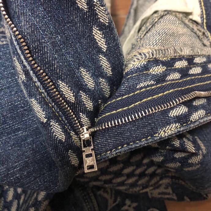 Louis Vuitton Giant Damier Waves Monogram Denim Jeans Blue - FashionPlug