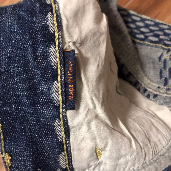 Louis Vuitton Giant Damier Waves Monogram Denim Jeans Blue - FashionPlug