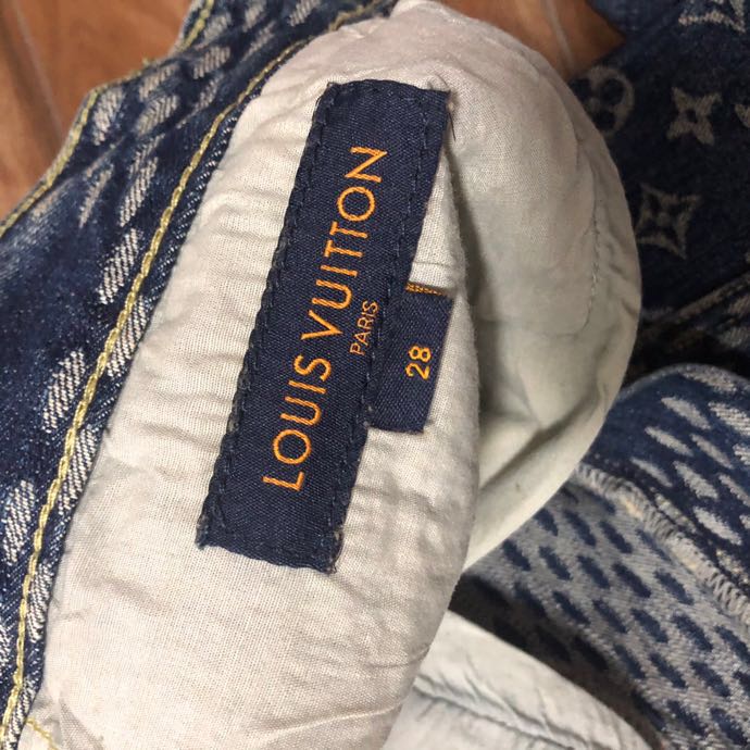 Louis Vuitton Giant Damier Waves Monogram Denim Jeans Blue - FashionPlug