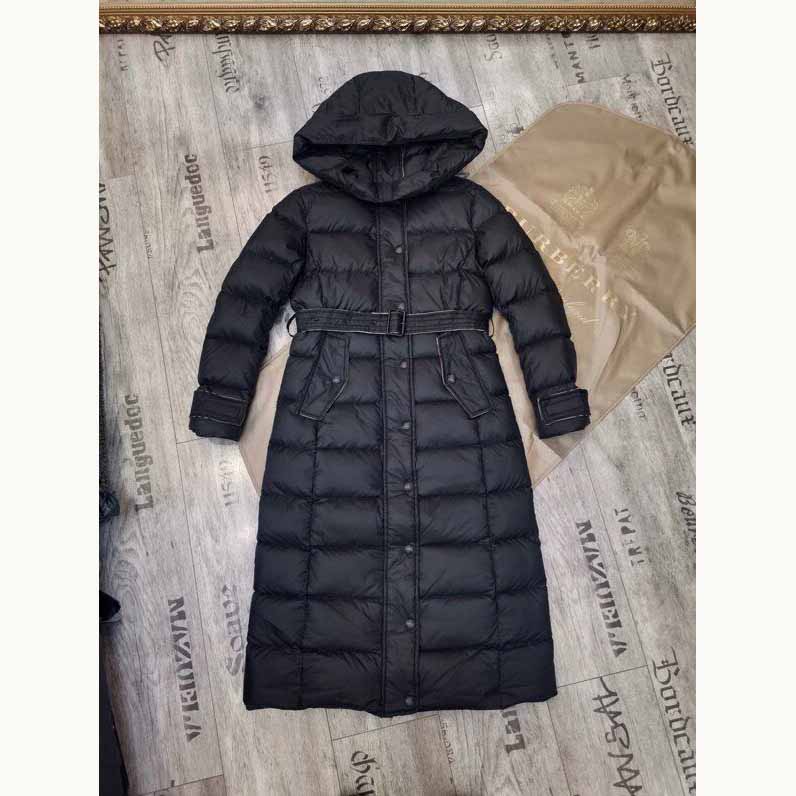 Burberry Belted Long Down Jacket - FashionPlug
