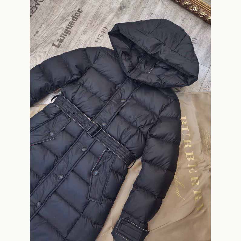 Burberry Belted Long Down Jacket - FashionPlug