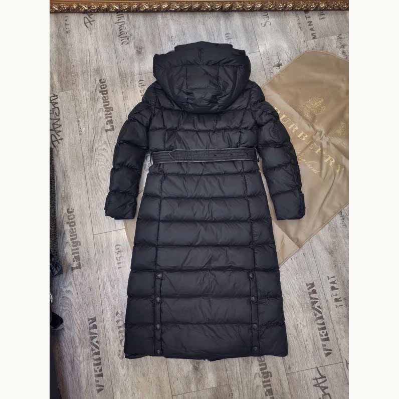 Burberry Belted Long Down Jacket - FashionPlug