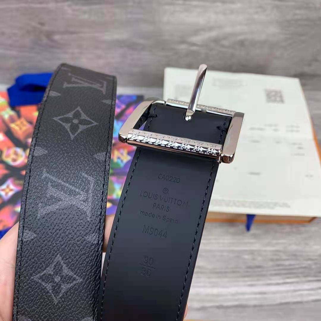 Louis Vuitton Monogram Belt with Silver Buckle - FashionPlug