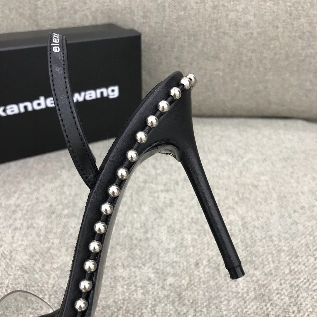Alexander Wang Nova Satin Crystal Sandal In Black - FashionPlug