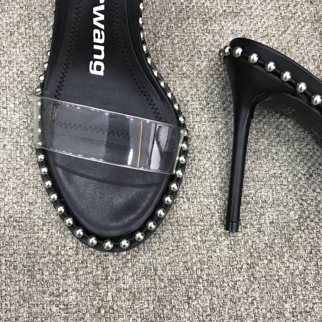 Alexander Wang Nova Satin Crystal Sandal In Black - FashionPlug