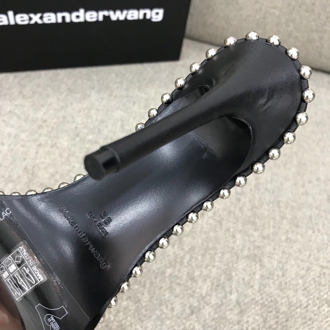 Alexander Wang Nova Satin Crystal Sandal In Black - FashionPlug