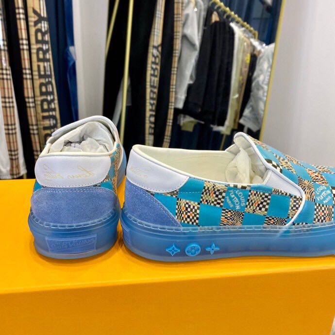 Louis Vuitton  Blue Damier Loafers - FashionPlug
