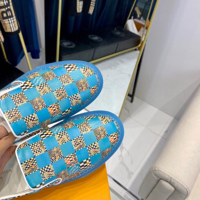 Louis Vuitton  Blue Damier Loafers - FashionPlug