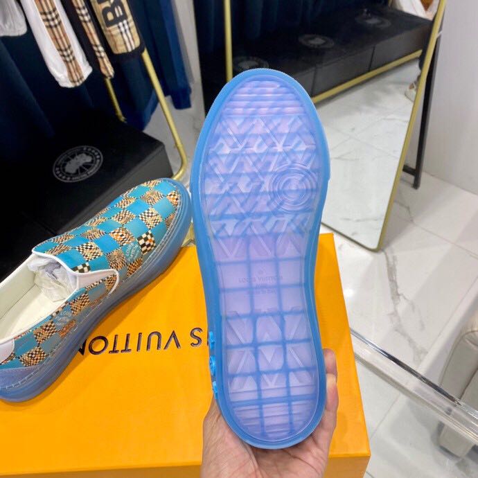 Louis Vuitton  Blue Damier Loafers - FashionPlug
