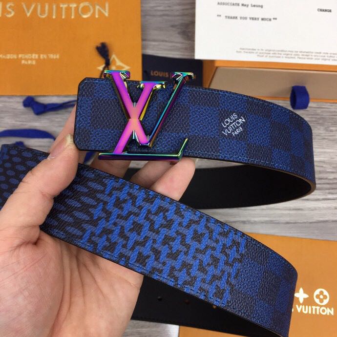 Louis Vuitton Damier 40MM Reversible Belt In Blue - FashionPlug
