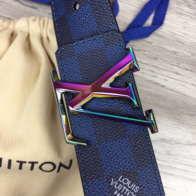 Louis Vuitton Damier 40MM Reversible Belt In Blue - FashionPlug