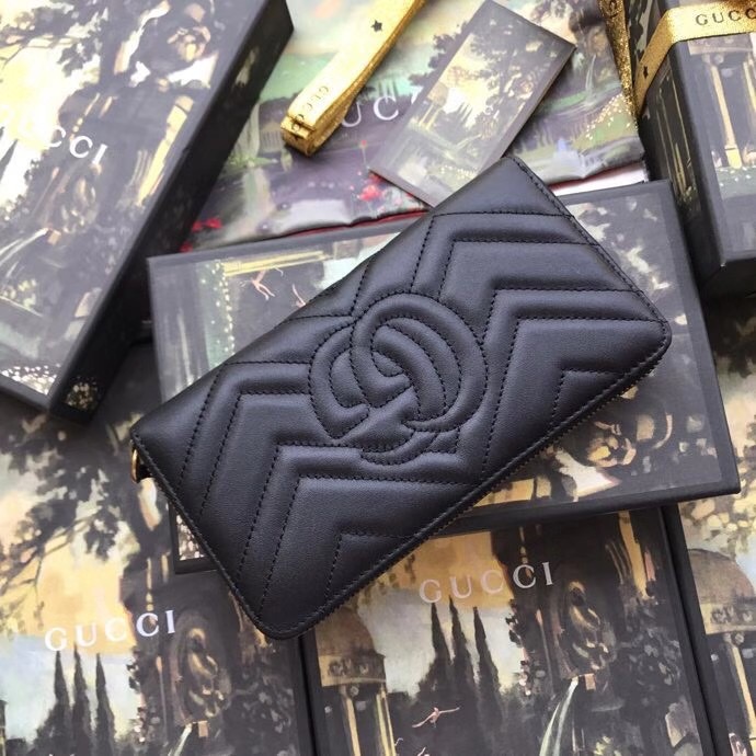 Gucci Black Leather Wallet With Interlocking G - FashionPlug