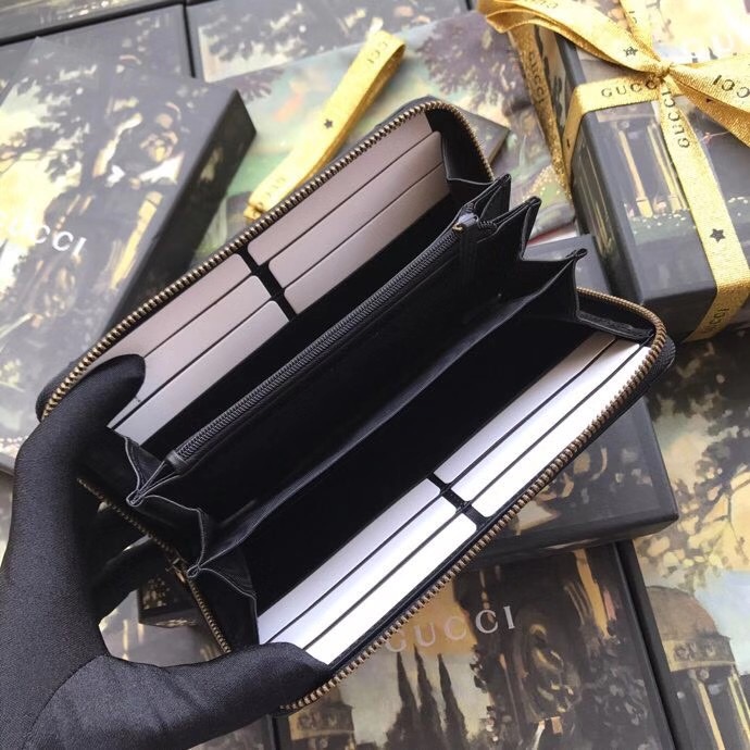 Gucci Black Leather Wallet With Interlocking G - FashionPlug