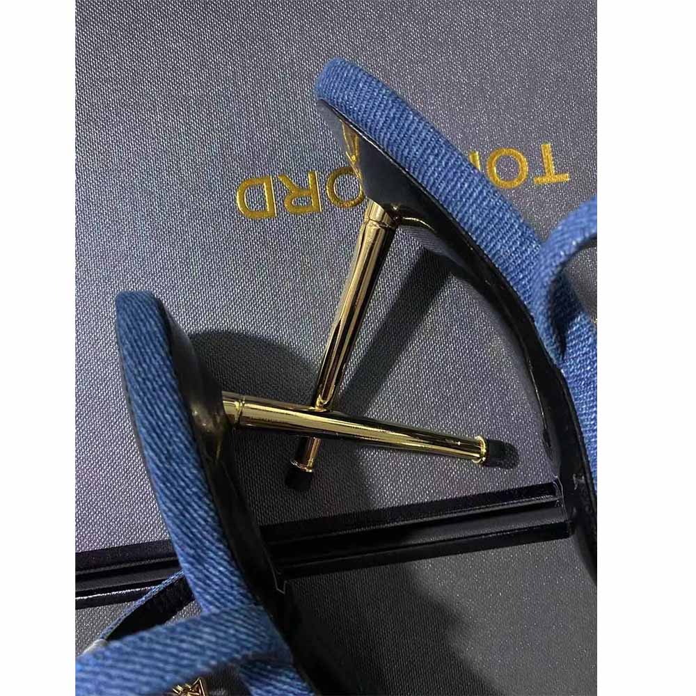 Tom Ford 10cm Denim Lock&Key Stiletto Sandals - FashionPlug